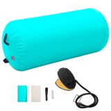 VidaXL Rulou de gimnastică gonflabil cu pompă, verde, 120 x 75 cm, PVC