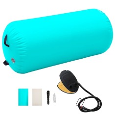 vidaXL Rulou de gimnastică gonflabil cu pompă, verde, 120 x 75 cm, PVC 92716