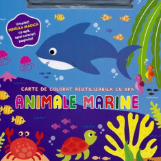 Animale marine. Carte de colorat cu apa
