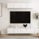VidaXL Comode TV, 4 piese, alb, 80x30x30 cm, PAL