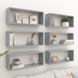 vidaXL Rafturi de perete cub, 6 buc, gri beton, 60x15x23 cm, PAL
