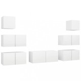 Cumpara ieftin Set dulapuri TV, 7 piese, alb, lemn prelucrat
