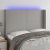 VidaXL Tăblie de pat cu LED, gri deschis, 147x16x118/128 cm, textil 3123766