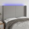 vidaXL Tăblie de pat cu LED, gri deschis, 147x16x118/128 cm, textil 3123766