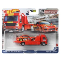Set masinute Hot Wheels Car Culture - Team transport, Aero Lift, cu masinuta, Nissan Silvia, 1:64