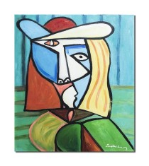 Tablou celebru portret abstract pictat manual, 60x50cm ulei pe panza, reproducere Pablo Picasso