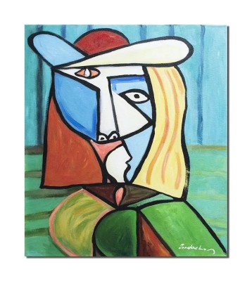 Tablou celebru portret abstract pictat manual, 60x50cm ulei pe panza, reproducere Pablo Picasso foto