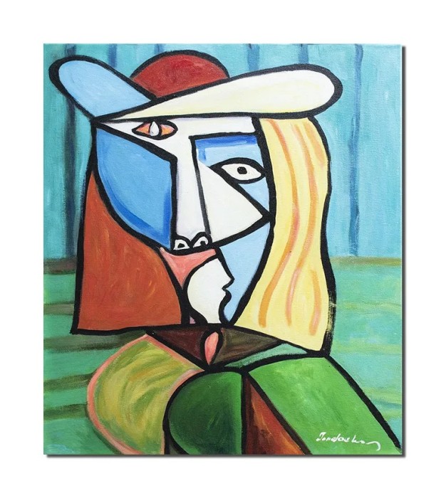 Tablou celebru portret abstract pictat manual, 60x50cm ulei pe panza, reproducere Pablo Picasso
