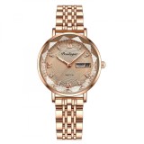 Ceas de dama Poedagar Luxury Fashion Afisare data Zilele saptamanii Casual Quartz Otel Auriu