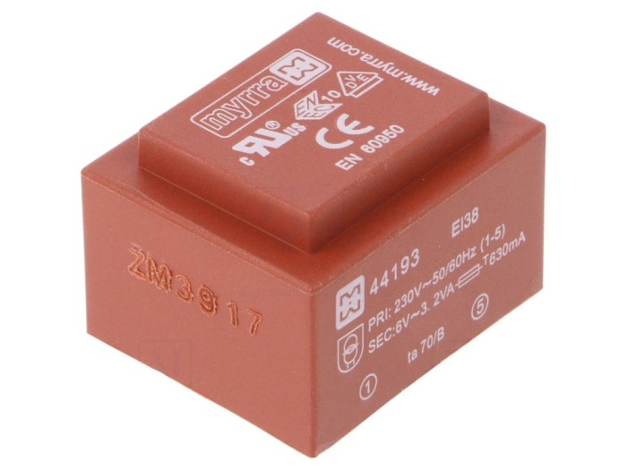 Transformator &icirc;ncapsulat 230V 6V 3,2VA PCB