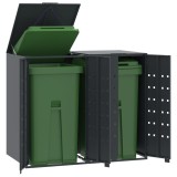 VidaXL Depozitare coș gunoi roți 2 coșuri antracit 138x79x117 cm oțel