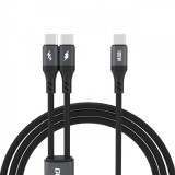 Cablu Incarcare USB-C - USB-C / USB-C Dudao L3F 2in1, 100W, 1.2m, Negru
