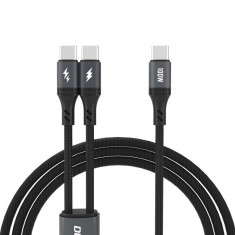 Cablu Incarcare USB-C - USB-C / USB-C Dudao L3F 2in1, 100W, 1.2m, Negru