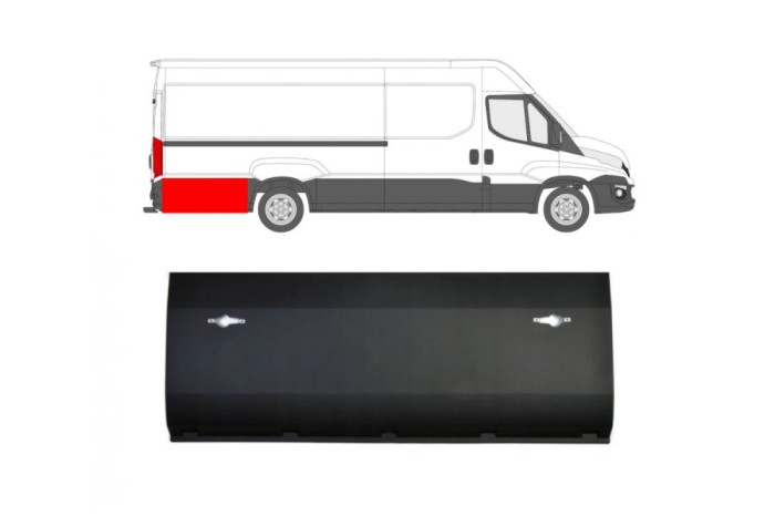 Bandou aripa spate IVECO DAILY, 07.2014-, partea stanga=dreapta, cu gauri pt. lampi; in spatele rotii,