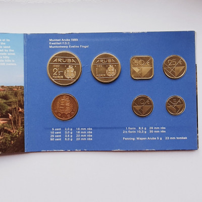 M0003 Aruba set monetarie 6 monede 1989 5, 10, 25, 50 Cents 1, 2&amp;frac12; Florin MS 4 foto