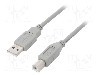 Cablu USB A mufa, USB B mufa, USB 2.0, lungime 5m, gri, QOLTEC - 50392 foto