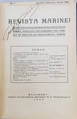 REVISTA MARINEI, NO. 1, IANUARIE, FEBRUARIE, MARTIE 1926 - BUCURESTI, 1926 foto