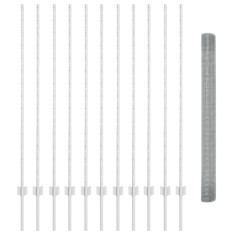 vidaXL &Icirc;ngrădire cu st&acirc;lpi Argintiu 1.4 x 25 m Oțel 3336370