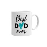 Cana alba personalizata &rdquo;Best dad ever&rdquo;, INOVATIX&reg;. 330ml