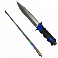 Set Cutit Baioneta Survival Camper 35 cm si baston telescopic rainbow foto