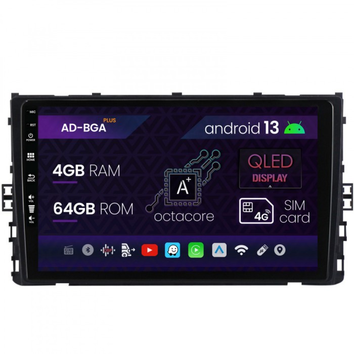 Navigatie Volkswagen T-Roc (2017-Prezent), Android 13, A-Octacore 4GB RAM + 64GB ROM, 9 Inch - AD-BGA9004+AD-BGRKIT041-V2