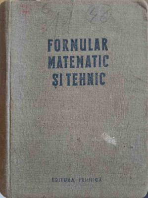 FORMULAR MATEMATIC SI TEHNIC-NECUNOSCUT foto