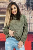 F683-120 Pulover lung si pufos cu guler rulat, L, M, S/M, XL