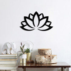 Decoratiune de perete, Lotus Flower 2, Metal, Dimensiune: 60 x 35 cm, Negru