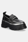 Buffalo mocasini Aspha Loafer Vntg femei, culoarea gri, cu platforma, 1624083-PEW