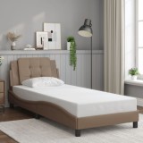 VidaXL Cadru de pat cu tăblie, cappuccino, 80x200 cm, piele ecologică