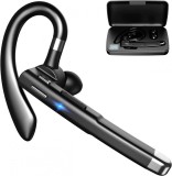 Casca Bluetooth Wireless YYK-520 Axeloni &reg;, conexiune BT 5.0, HandsFree, compatibila cu Samsung, iPhone, Huawei, cutie de incarcare, Negru/Argintiu