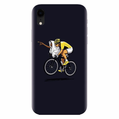 Husa silicon pentru Apple Iphone XR, ET Riding Bike Funny Illustration foto
