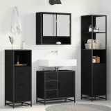Cumpara ieftin Set de mobilier pentru baie 4 buc. Stejar Negru 65 x 33 x 60 cm
