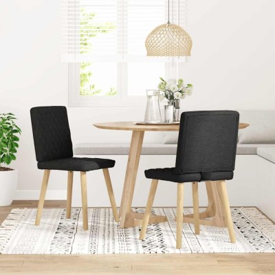 vidaXL Scaune de bucătărie, 2 buc. negru, textil foto