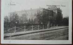 Carte postala, Turnu-Severin, statuia Imparatului Traian, perioada interbelica