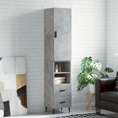 vidaXL Dulap &amp;icirc;nalt, gri beton, 34,5x34x180 cm, lemn prelucrat foto