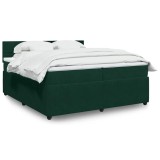 vidaXL Pat box spring cu saltea, verde &icirc;nchis, 200x200 cm, catifea 3290133