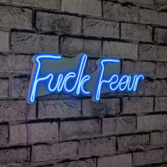 Decoratiune luminoasa LED, Fuck Fear, Benzi flexibile de neon, DC 12 V, Albastru