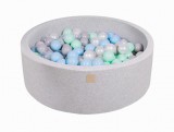 Cumpara ieftin Piscina uscata cu 200 de bile (Alb perlat, Gri, Transparent, Mint, Babyblue) MeowBaby , 90x30 cm, Gri Deschis