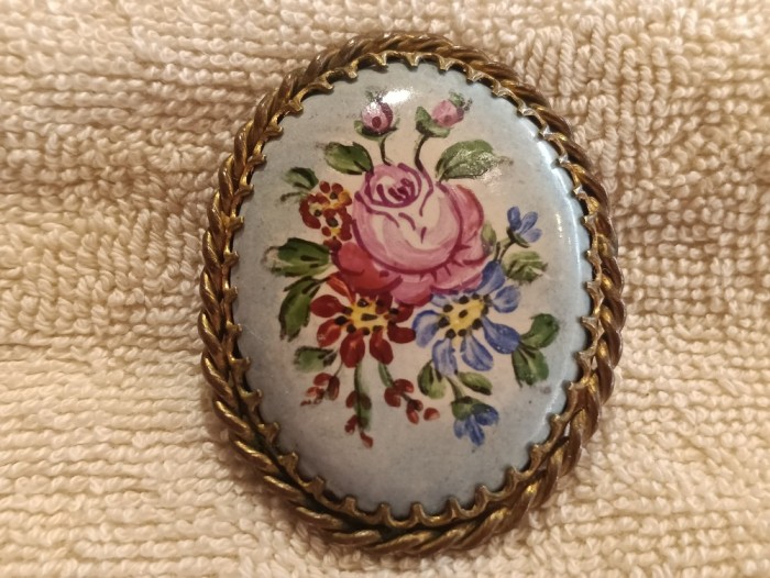 LIMOGES BROSA BUCHET de FLORI pictata manual pe PORTELAN impecabila UNICA manopera EXCEPTIONALA splendida FRANTA aprox 1920