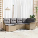 VidaXL Set de canapele pentru grădină cu pernă 6 pcs Bej Rattan poli