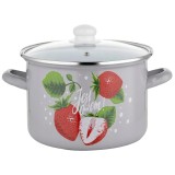 Oala cu capac, din otel, strat email, compatibila cu toate tipurile de aragaz, 20 cm, capacitate 4.1 litri, gri, Sweety, Florina