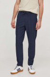 BOSS pantaloni bărbați, culoarea bleumarin, cu fason chinos 50509888