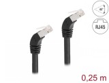 Cablu de retea RJ45 Cat.6A S/FTP unghi jos/jos 45 grade 0.25m Negru, Delock 80273