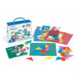 Joc creativ Tangram traditional cu piese translucide, MINILAND