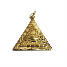 Pandantiv masonic Auriu forma triunghiulara - Ochiul Atotvazator - MM995