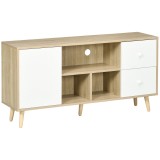 HOMCOM Mobilier TV pentru televizor de p&acirc;nă la 114,3 cm picioare din lemn masiv stil scandinav 3 nișe 1 dulap 120 x 30 x 60 cm | Aosom Romania
