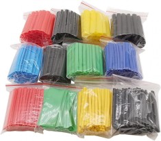 Pachet de 530 tuburi termocontractabile 2:1, Pentru cablu electric, 8 dimensiuni, 5 culori