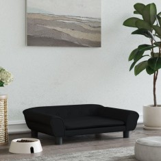 vidaXL Pat de c&acirc;ini, negru, 70x48x22 cm, catifea