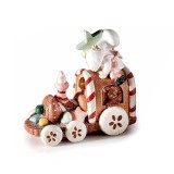 Trenulet decor Craciun polirasina multicolora 14x8x12.5 cm
